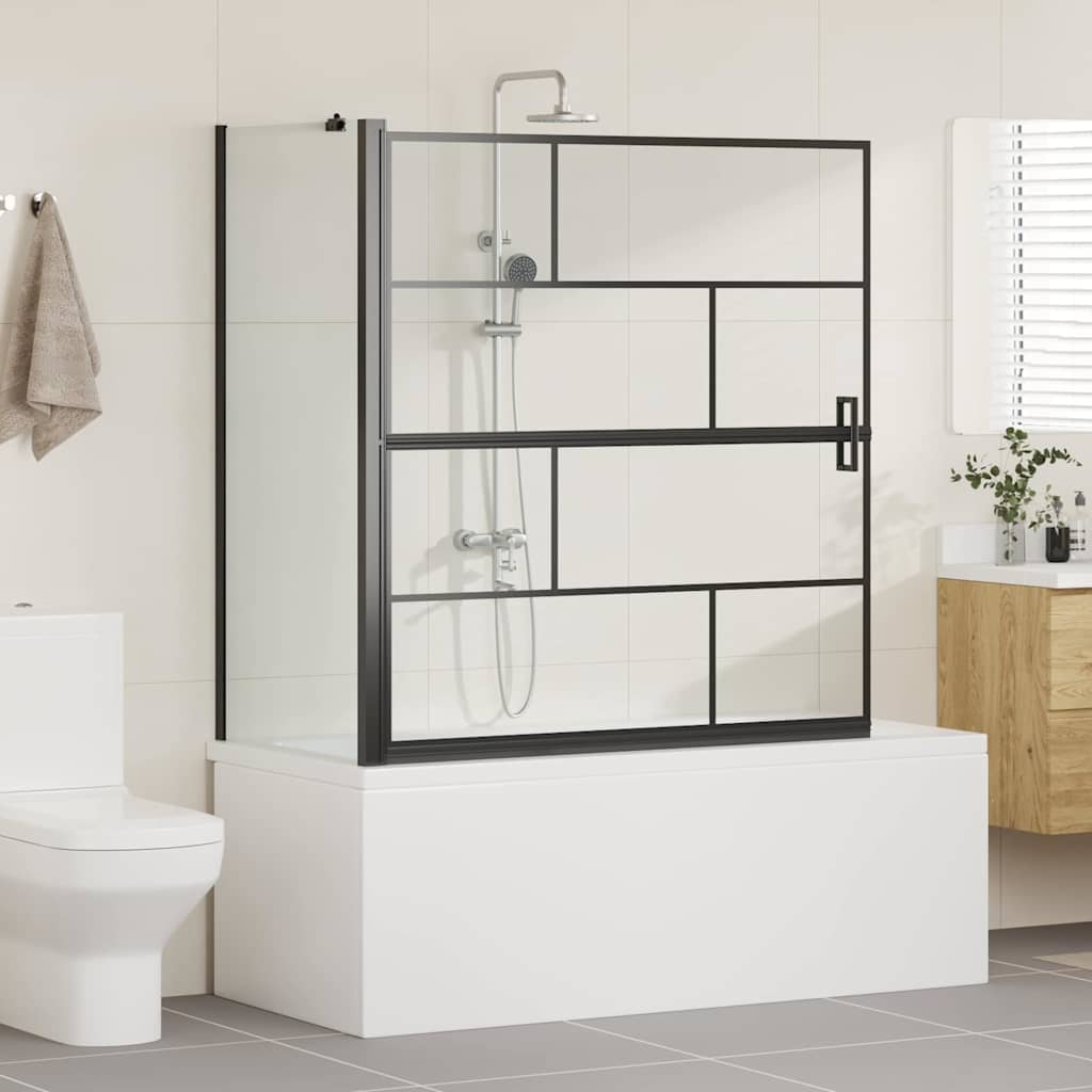Bath Shower Screen Black and Transparent 116 x 68 x 128 cm
