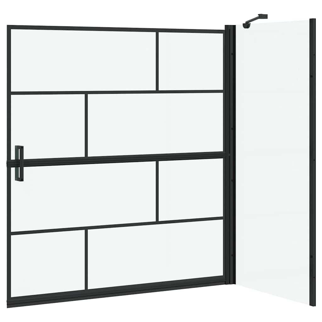 Bath Shower Screen Black and Transparent 116 x 68 x 128 cm