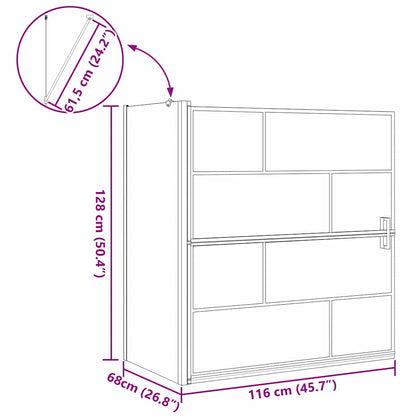 Bath Shower Screen Black and Transparent 116 x 68 x 128 cm