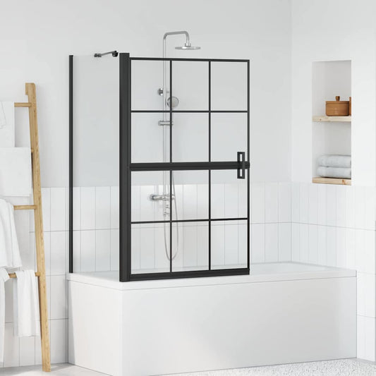 Bath Shower Screen Black and Transparent 80 x 68 x 128 cm