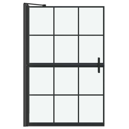 Bath Shower Screen Black and Transparent 80 x 68 x 128 cm