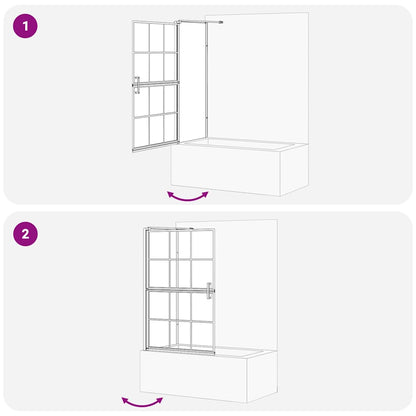 Bath Shower Screen Black and Transparent 80 x 68 x 128 cm