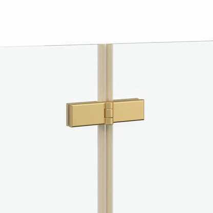 Shower Enclosure Gold 130 x 138 cm ESG Glass and Aluminium