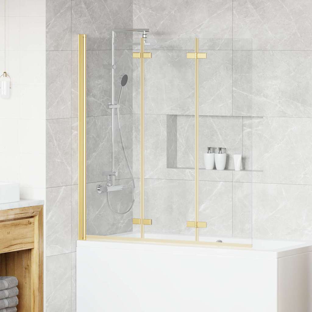 Shower Enclosure Gold 130 x 138 cm ESG Glass and Aluminium