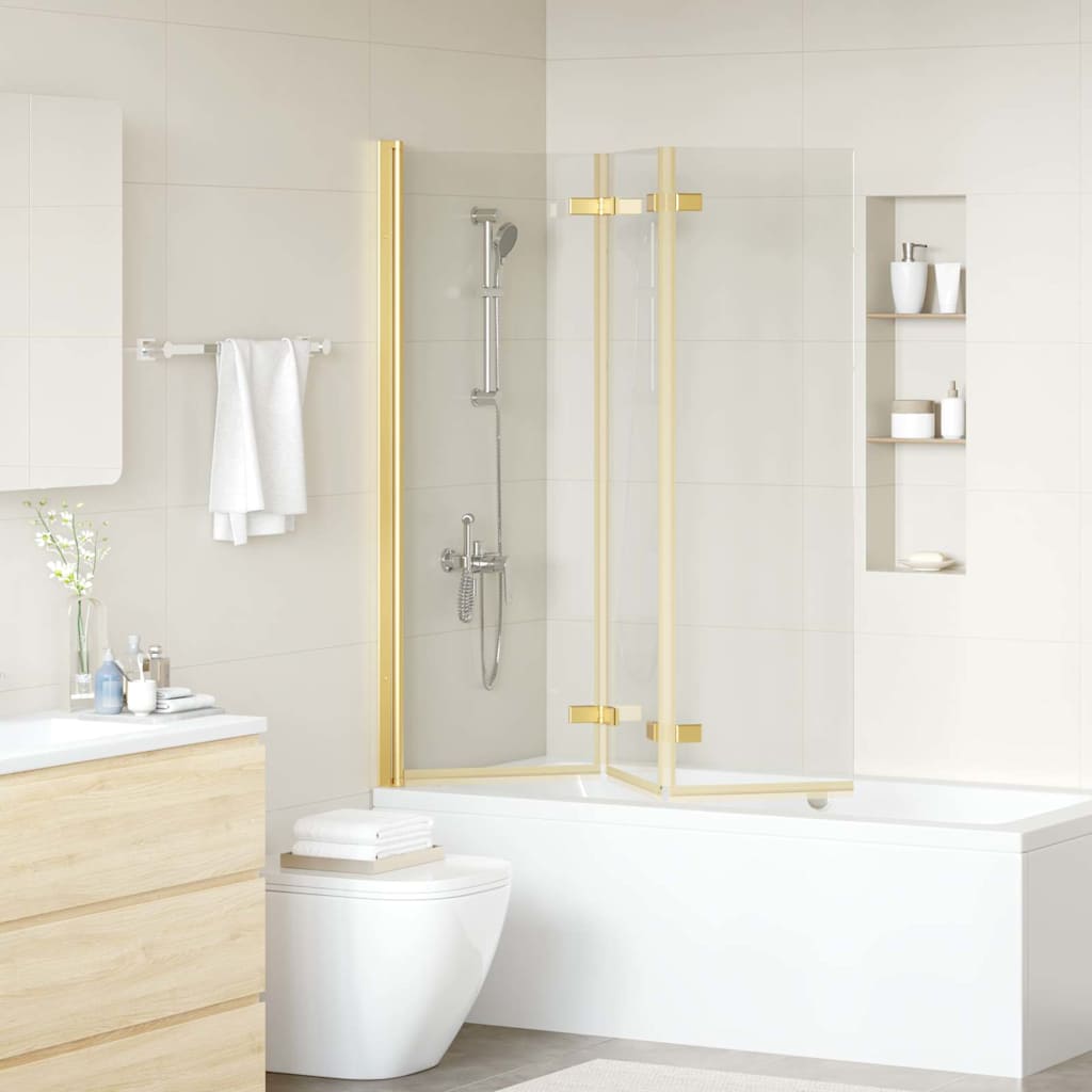 Shower Enclosure Gold 130 x 138 cm ESG Glass and Aluminium