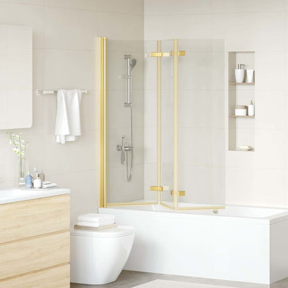 Shower Enclosure Gold 130 x 138 cm ESG Glass and Aluminium