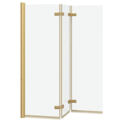 Shower Enclosure Gold 130 x 138 cm ESG Glass and Aluminium
