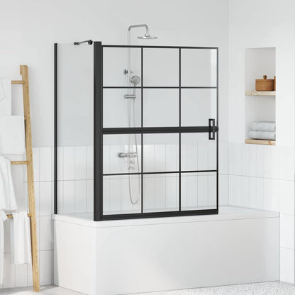Bath Shower Screen Black and Transparent 100 x 68 x 128 cm