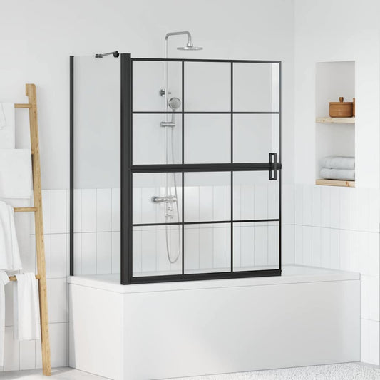 Bath Shower Screen Black and Transparent 100 x 68 x 128 cm