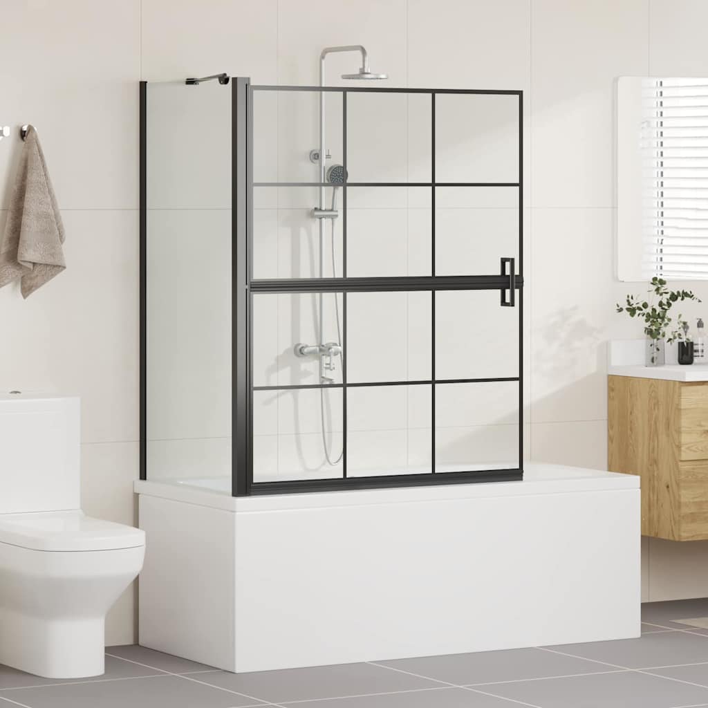 Bath Shower Screen Black and Transparent 100 x 68 x 128 cm