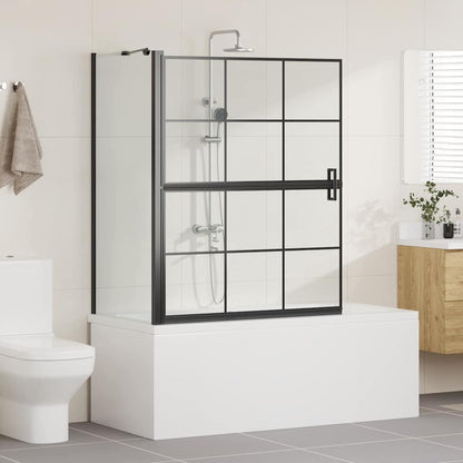Bath Shower Screen Black and Transparent 100 x 68 x 128 cm
