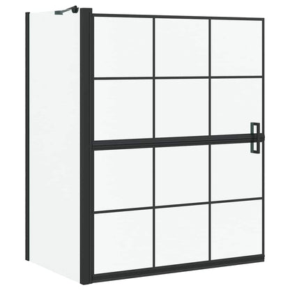 Bath Shower Screen Black and Transparent 100 x 68 x 128 cm