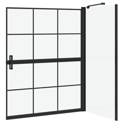 Bath Shower Screen Black and Transparent 100 x 68 x 128 cm