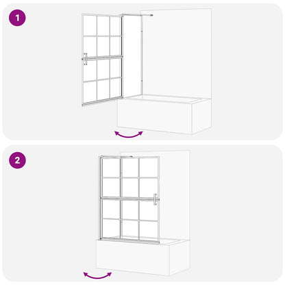 Bath Shower Screen Black and Transparent 100 x 68 x 128 cm