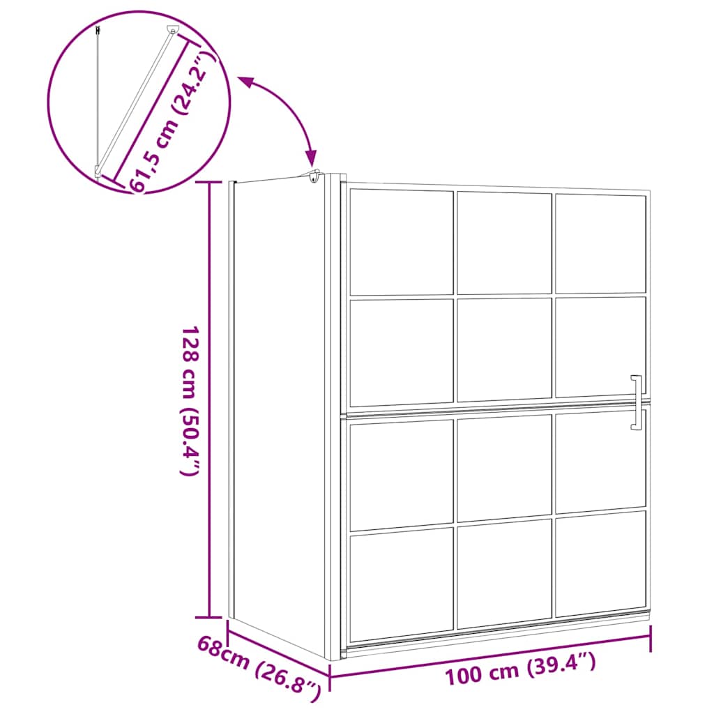 Bath Shower Screen Black and Transparent 100 x 68 x 128 cm