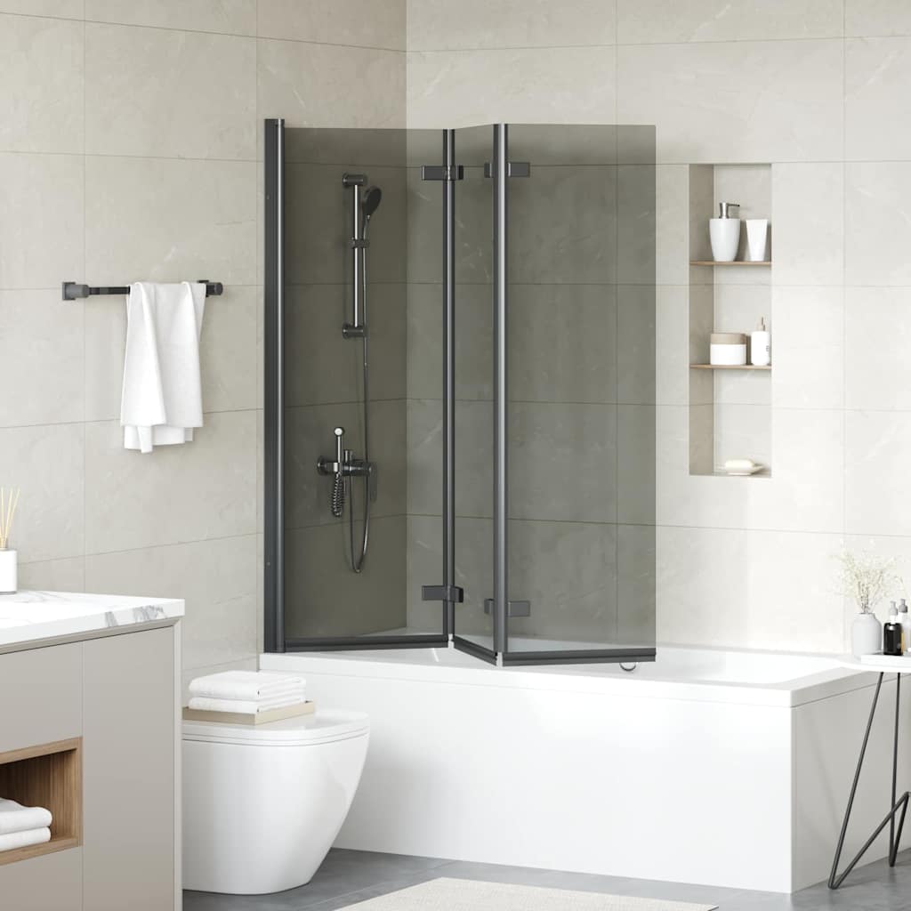Shower Enclosure Black 130 x 138 cm ESG Glass and Aluminium