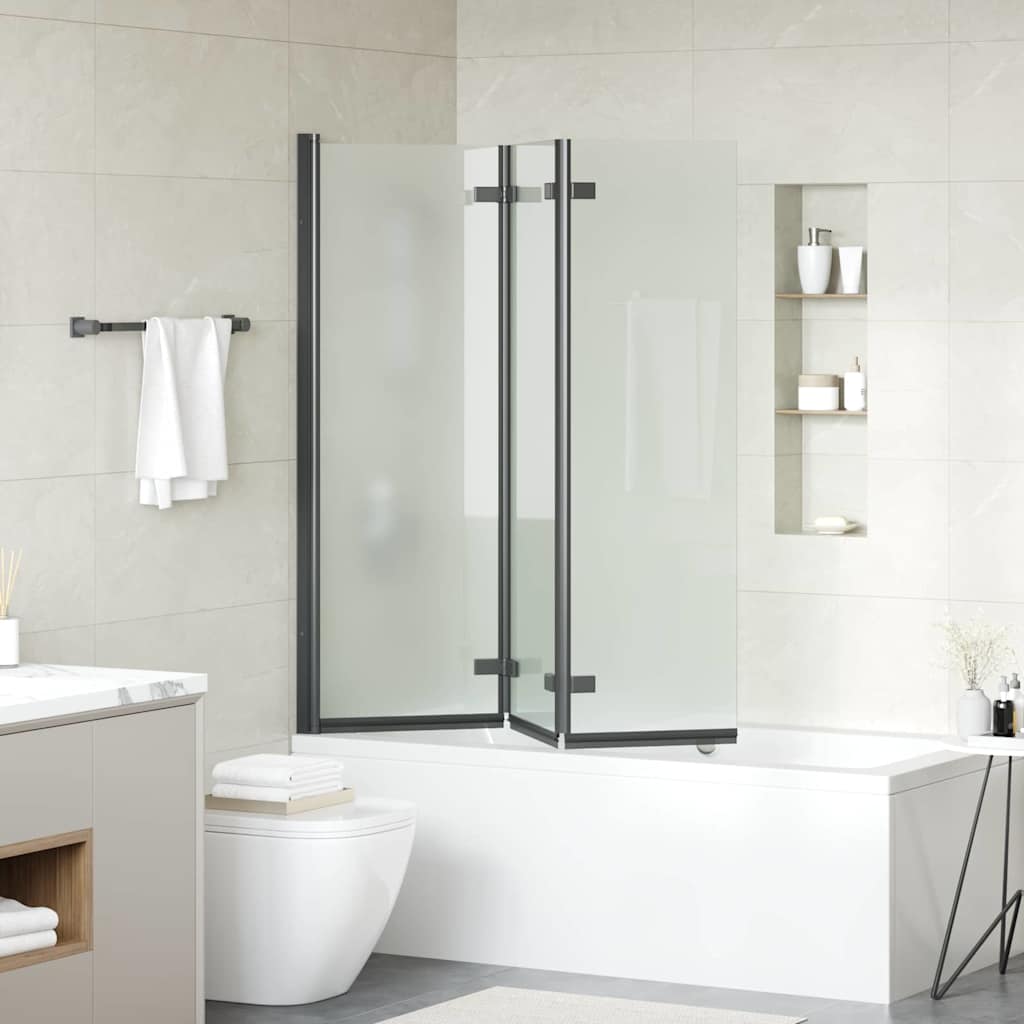 Shower Enclosure Black 130 x 138 cm ESG Glass and Aluminium