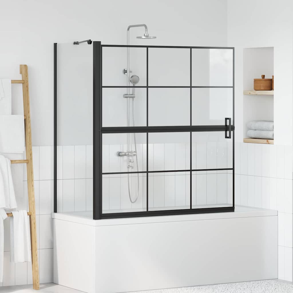 Bath Shower Screen Black and Transparent 116 x 68 x 128 cm