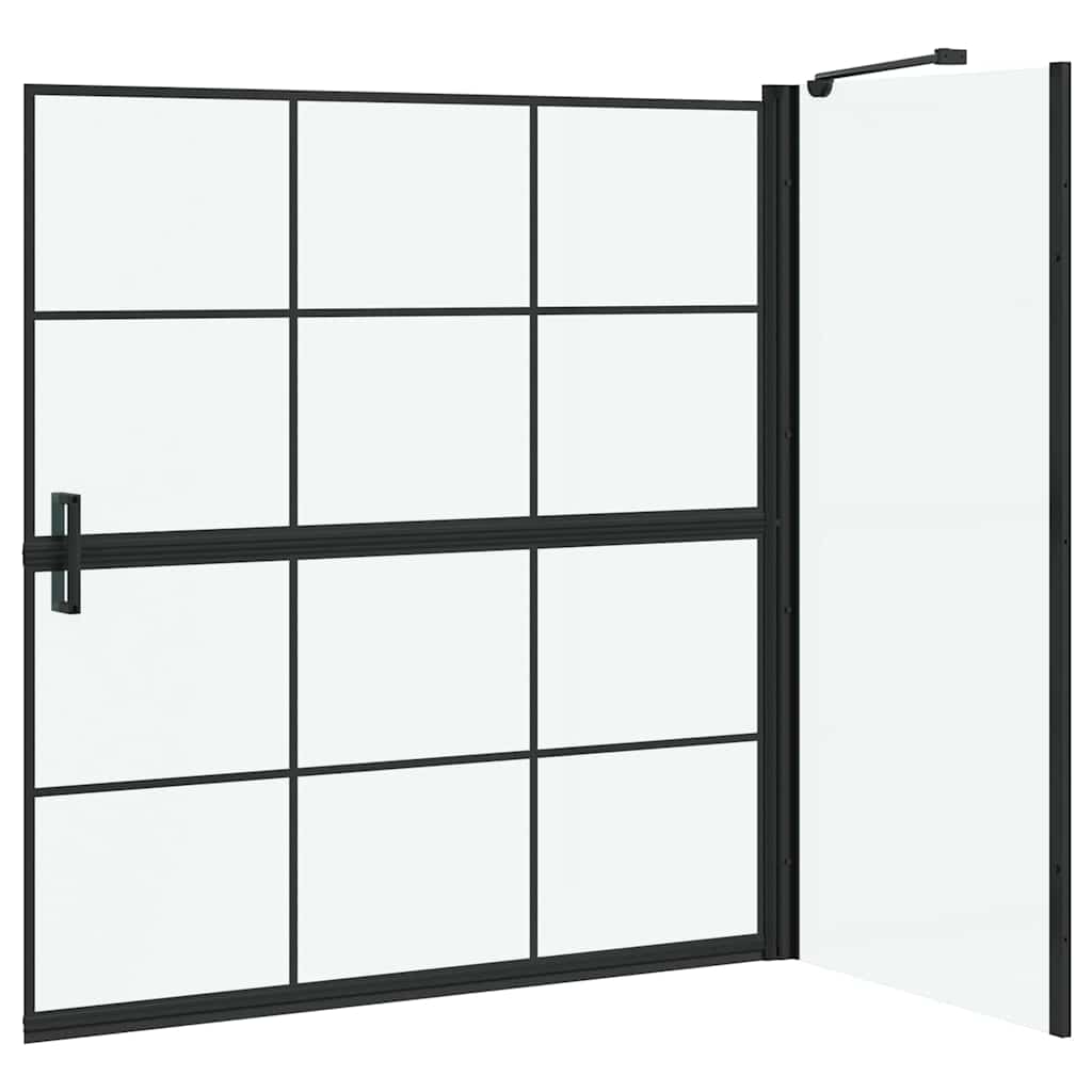 Bath Shower Screen Black and Transparent 116 x 68 x 128 cm
