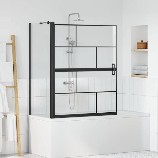 Bath Shower Screen Black and Transparent 100 x 68 x 128 cm
