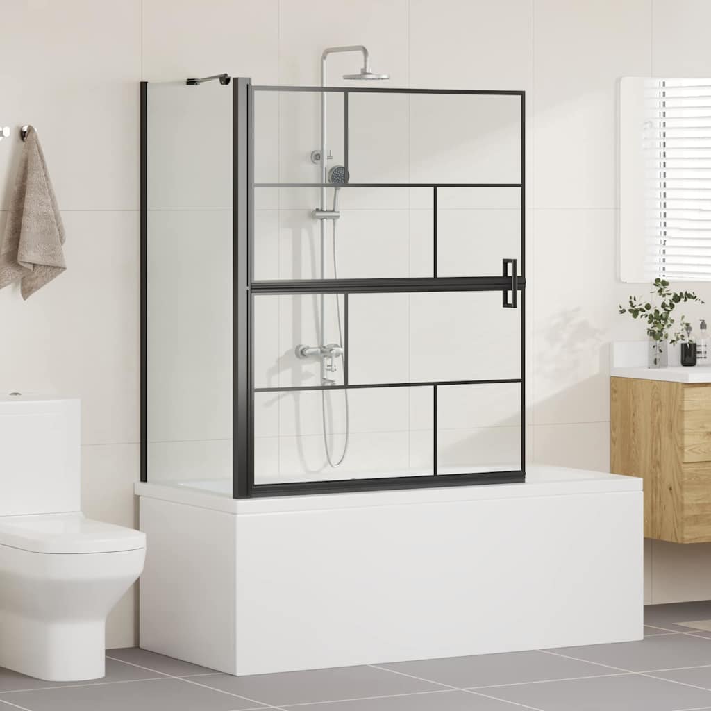 Bath Shower Screen Black and Transparent 100 x 68 x 128 cm