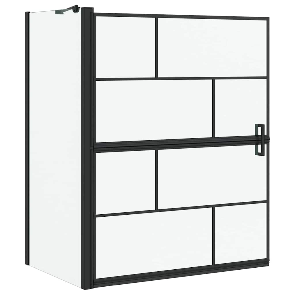 Bath Shower Screen Black and Transparent 100 x 68 x 128 cm