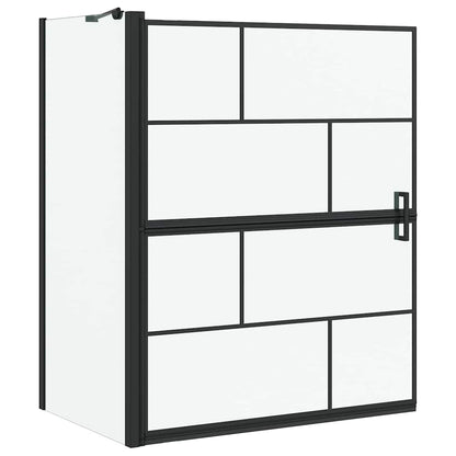 Bath Shower Screen Black and Transparent 100 x 68 x 128 cm