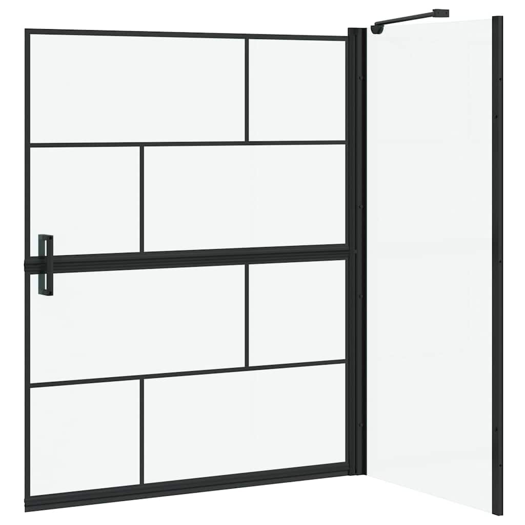 Bath Shower Screen Black and Transparent 100 x 68 x 128 cm