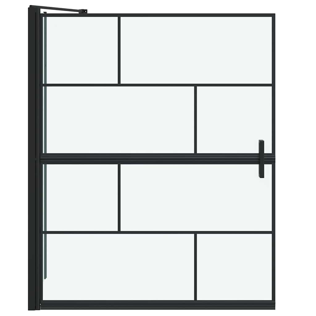 Bath Shower Screen Black and Transparent 100 x 68 x 128 cm