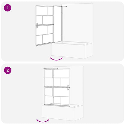 Bath Shower Screen Black and Transparent 100 x 68 x 128 cm