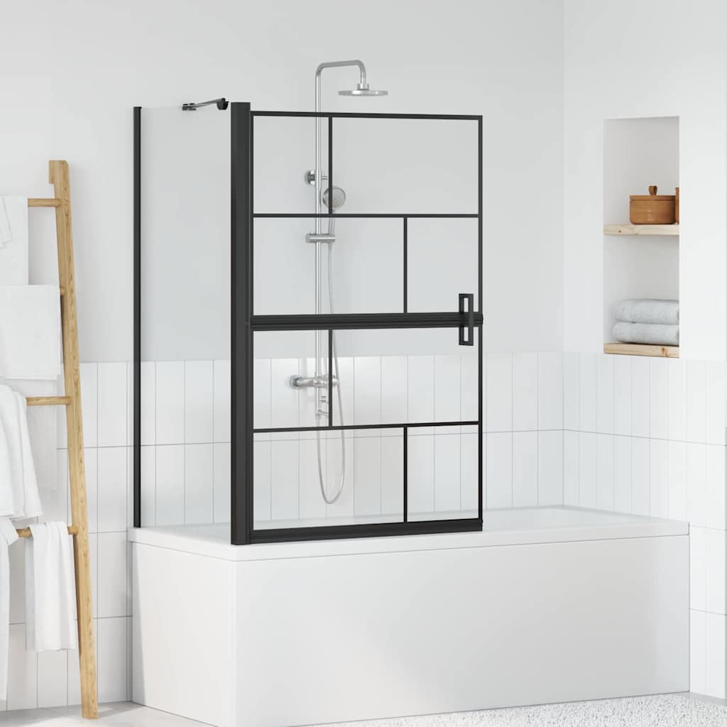 Bath Shower Screen Black and Transparent 80 x 68 x 128 cm