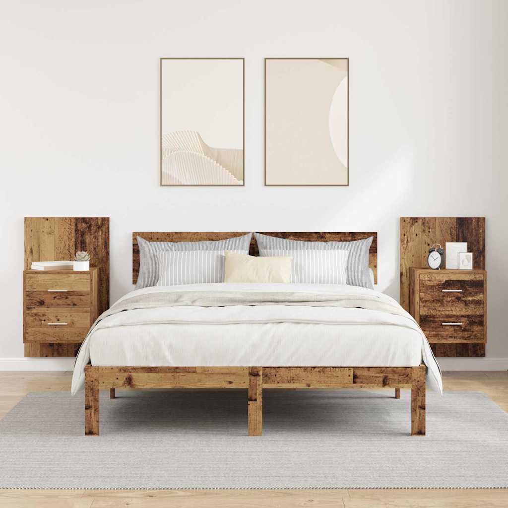 Wall-mounted Bedside Cabinet 2 pcs Old Wood 48.5 x 32.5 x 80 cm