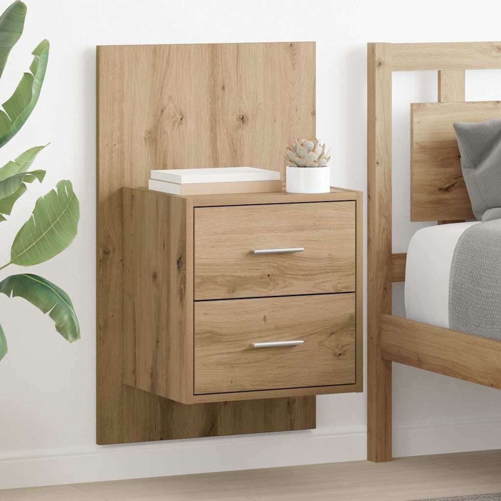 Wall-mounted Bedside Cabinet with Drawer 2 pcs Artisan Oak