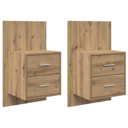 Wall-mounted Bedside Cabinet with Drawer 2 pcs Artisan Oak
