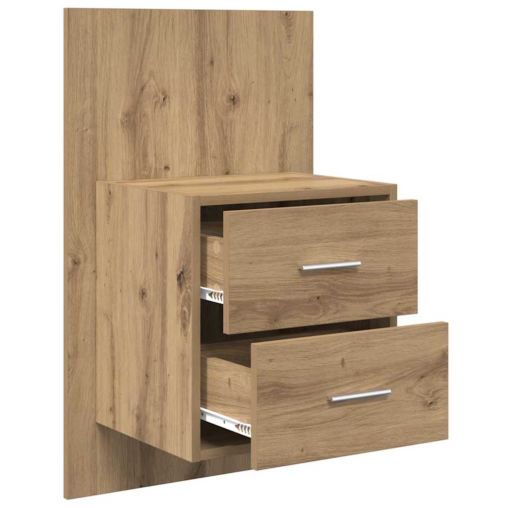 Wall-mounted Bedside Cabinet with Drawer 2 pcs Artisan Oak