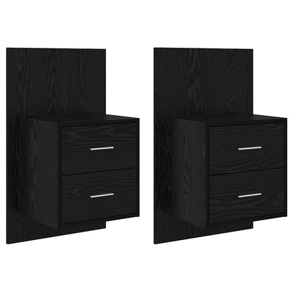 Wall-mounted Bedside Cabinet with Drawer 2 pcs Black Oak