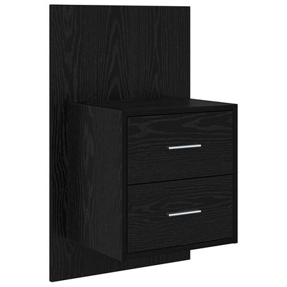 Wall-mounted Bedside Cabinet with Drawer 2 pcs Black Oak