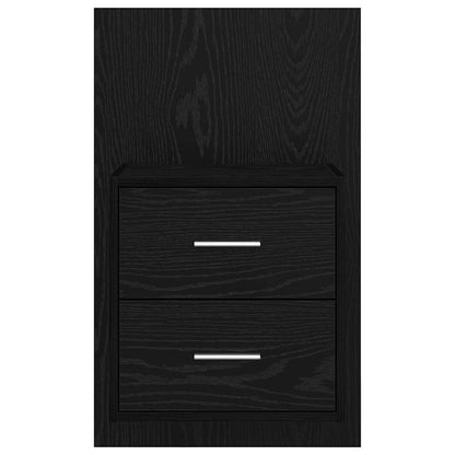 Wall-mounted Bedside Cabinet with Drawer 2 pcs Black Oak