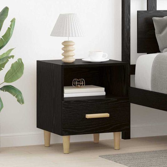 Bedside Cabinet Black oak 40 x 35 x 47.5 cm Engineered wood