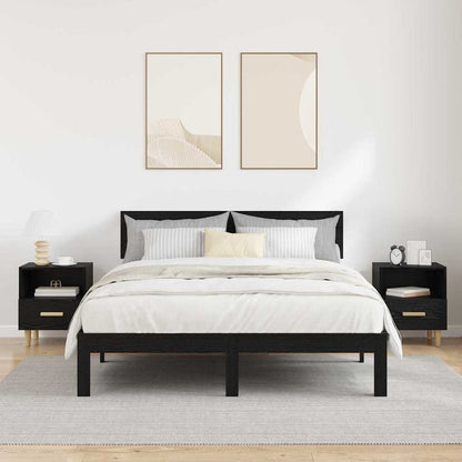 Bedside Cabinet with Drawer 2 pcs Black oak 40 x 35 x 47.5 cm