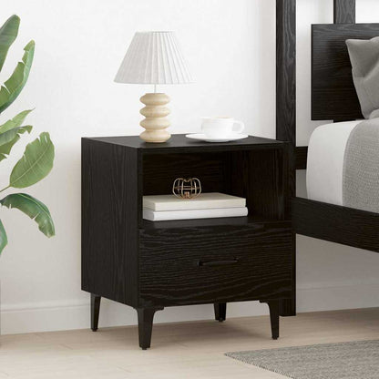 Bedside Cabinet with Drawer 2 pcs Black oak 40 x 35 x 47.5 cm