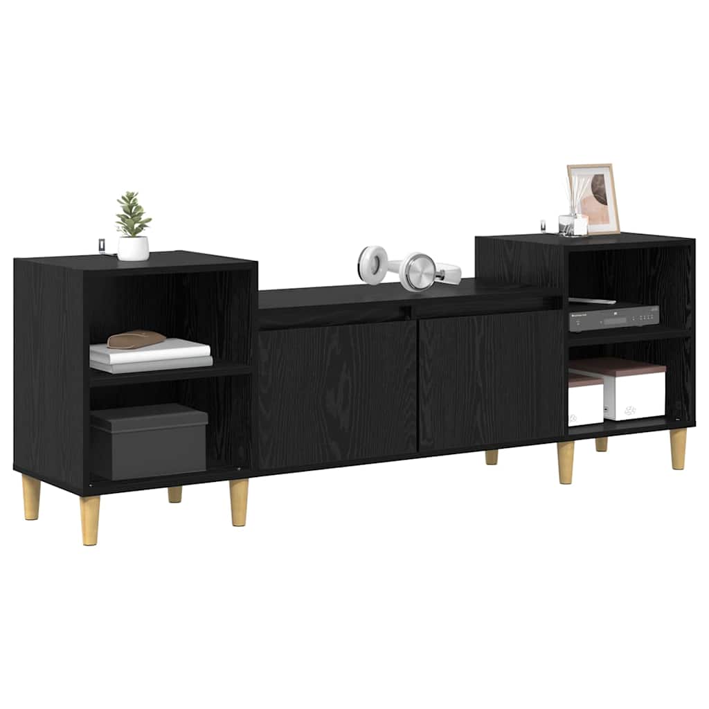 TV Cabinet Black Oak 160 x 35 x 55 cm Engineered Wood