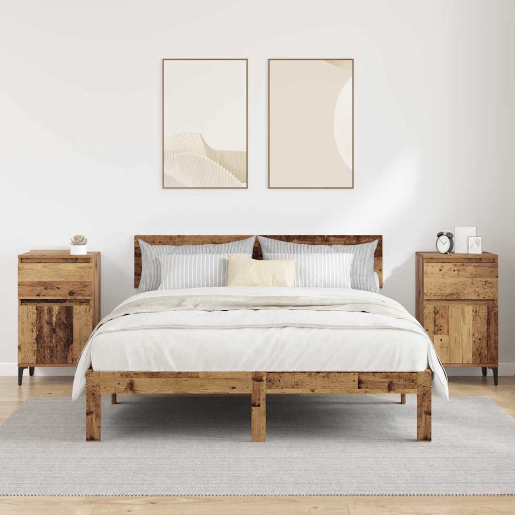Bedside Cabinet 2 pcs Old wood 40 x 35 x 70 cm Engineered wood
