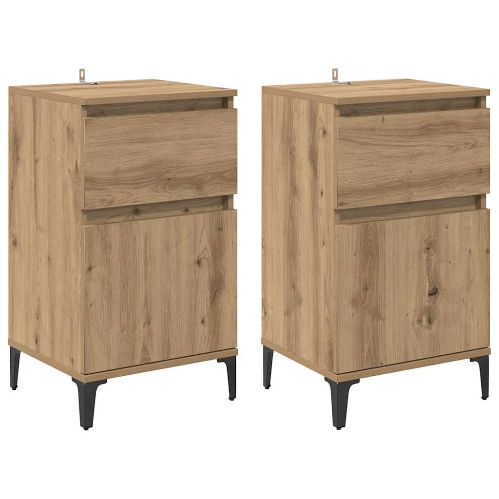 Bedside Cabinet with Drawer 2 pcs Artisan oak 40 x 35 x 70 cm