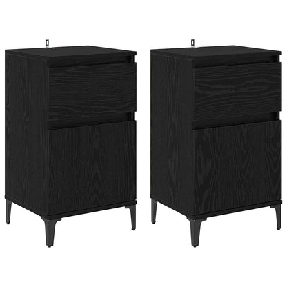Bedside Cabinet 2 pcs Black oak 40 x 35 x 70 cm Engineered wood