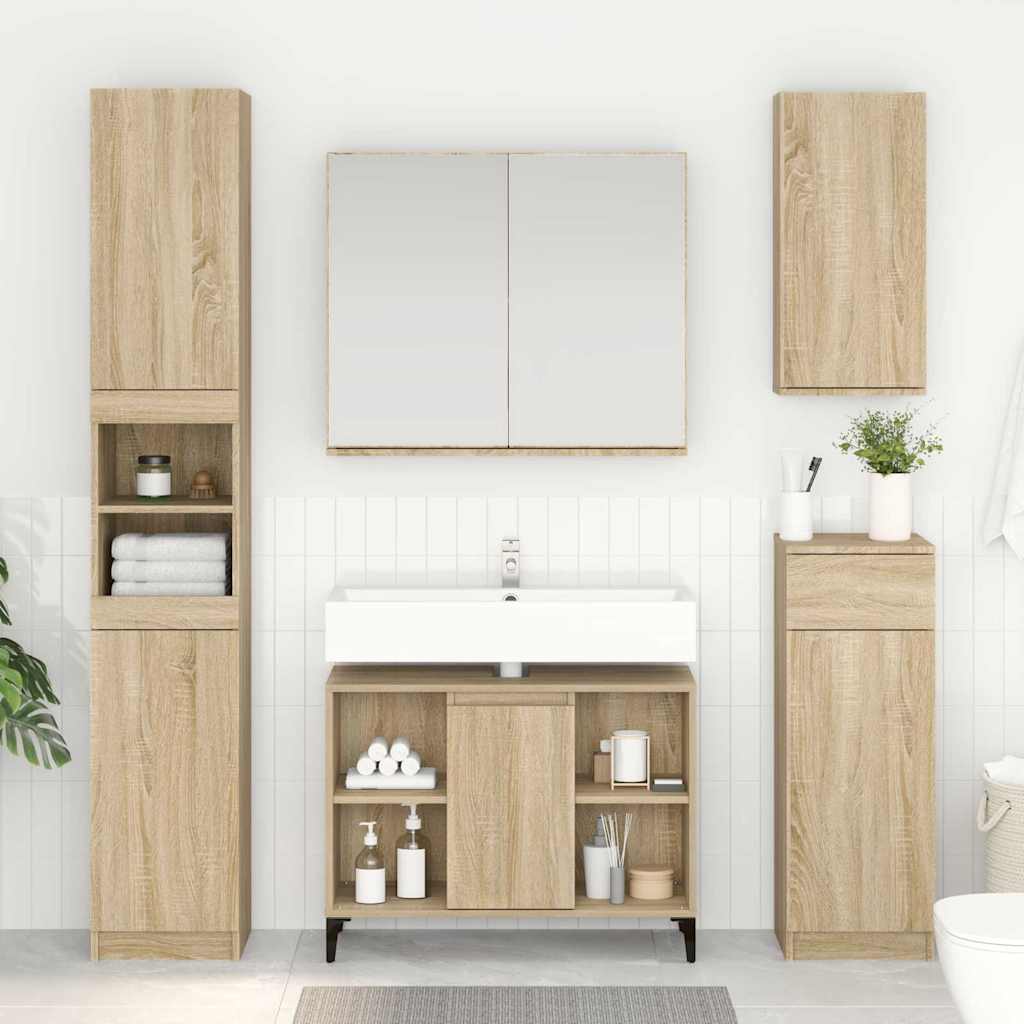 Sink cabinet with Shelf with Storage Sonoma Oak 80 x 33 x 60 cm