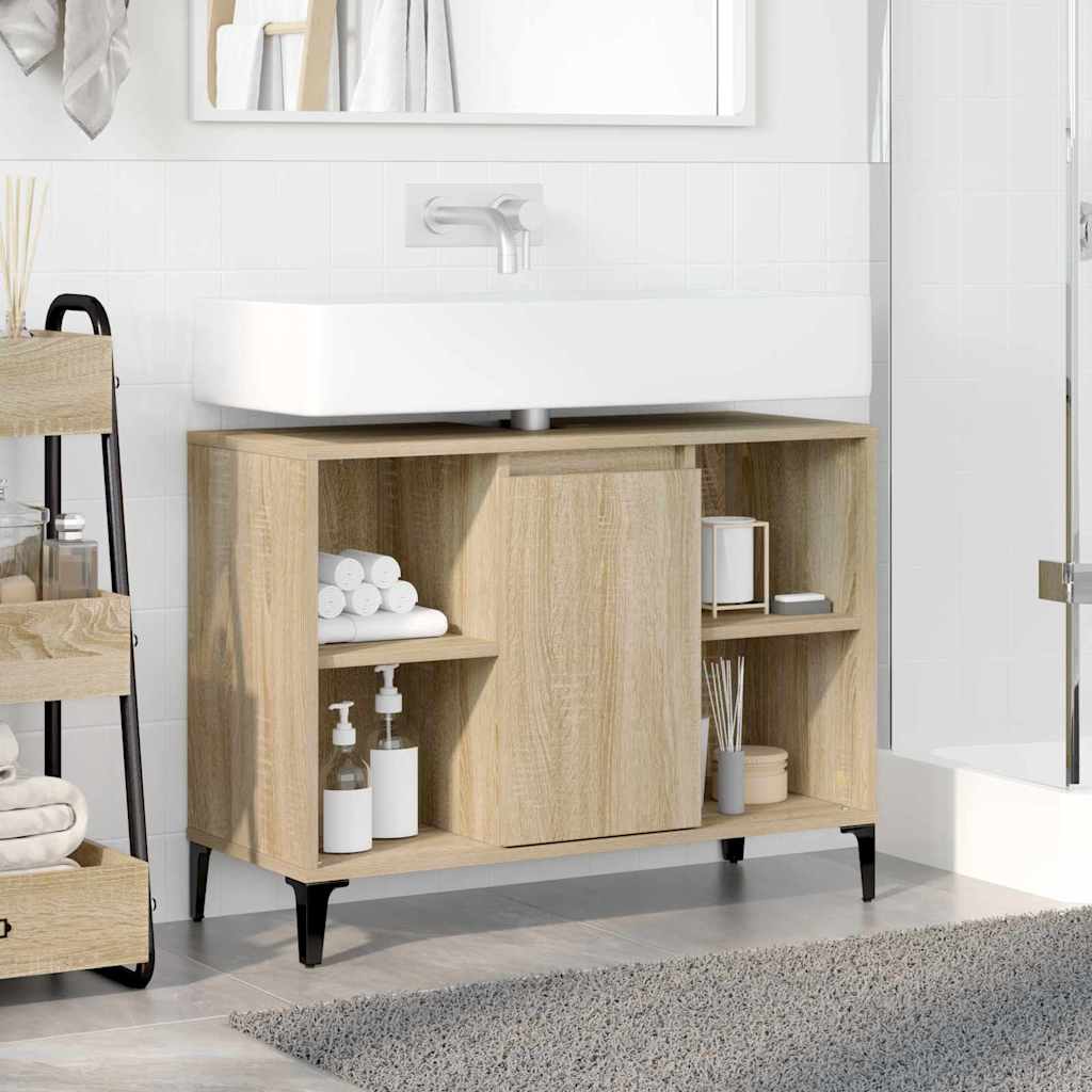Sink cabinet with Shelf with Storage Sonoma Oak 80 x 33 x 60 cm