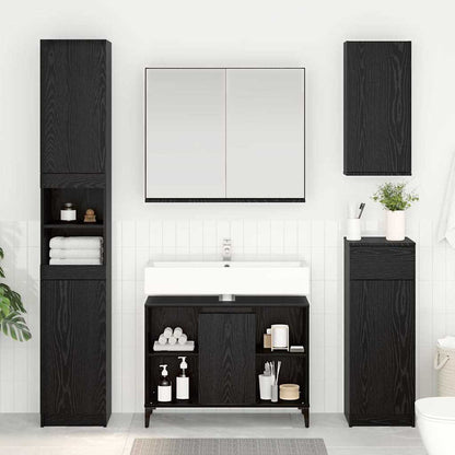 Sink cabinet Black Oak 80 x 33 x 60 cm Engineered Wood and Iron