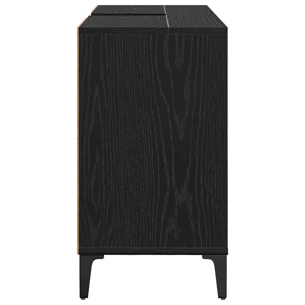 Sink cabinet Black Oak 80 x 33 x 60 cm Engineered Wood and Iron