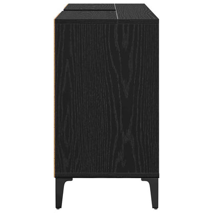 Sink cabinet Black Oak 80 x 33 x 60 cm Engineered Wood and Iron